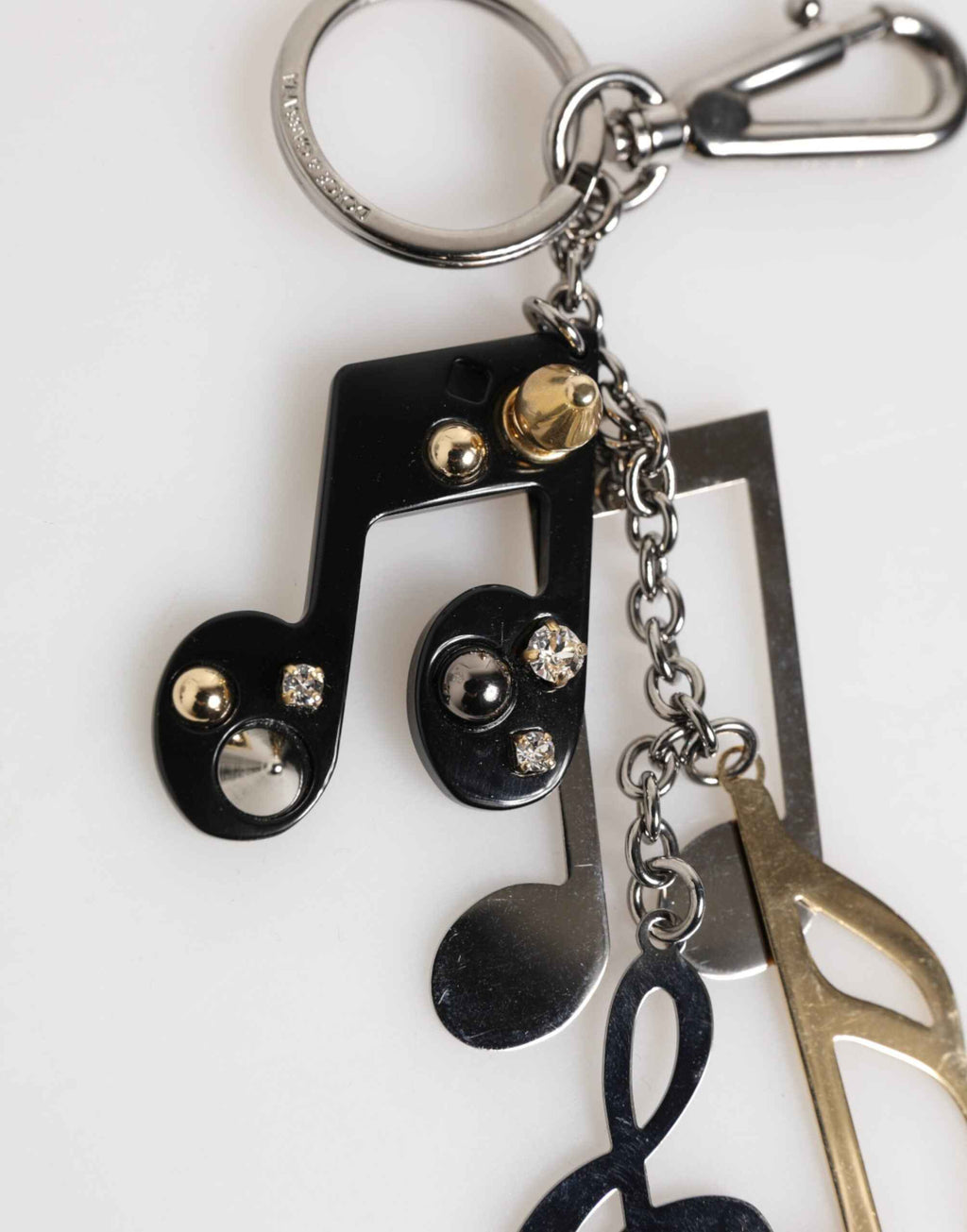 Dolce & Gabbana Silver Musical Note Key Holder Keychain Bag Charm Keyring