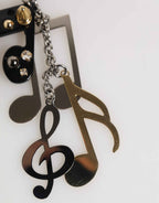 Dolce & Gabbana Silver Musical Note Key Holder Keychain Bag Charm Keyring