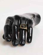 Dolce & Gabbana Gold Tone Enamel Brass Signet DG Logo Adjustable Ring