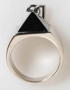 Dolce & Gabbana Silver Tone Pyramid DG Logo Real Brass Ring