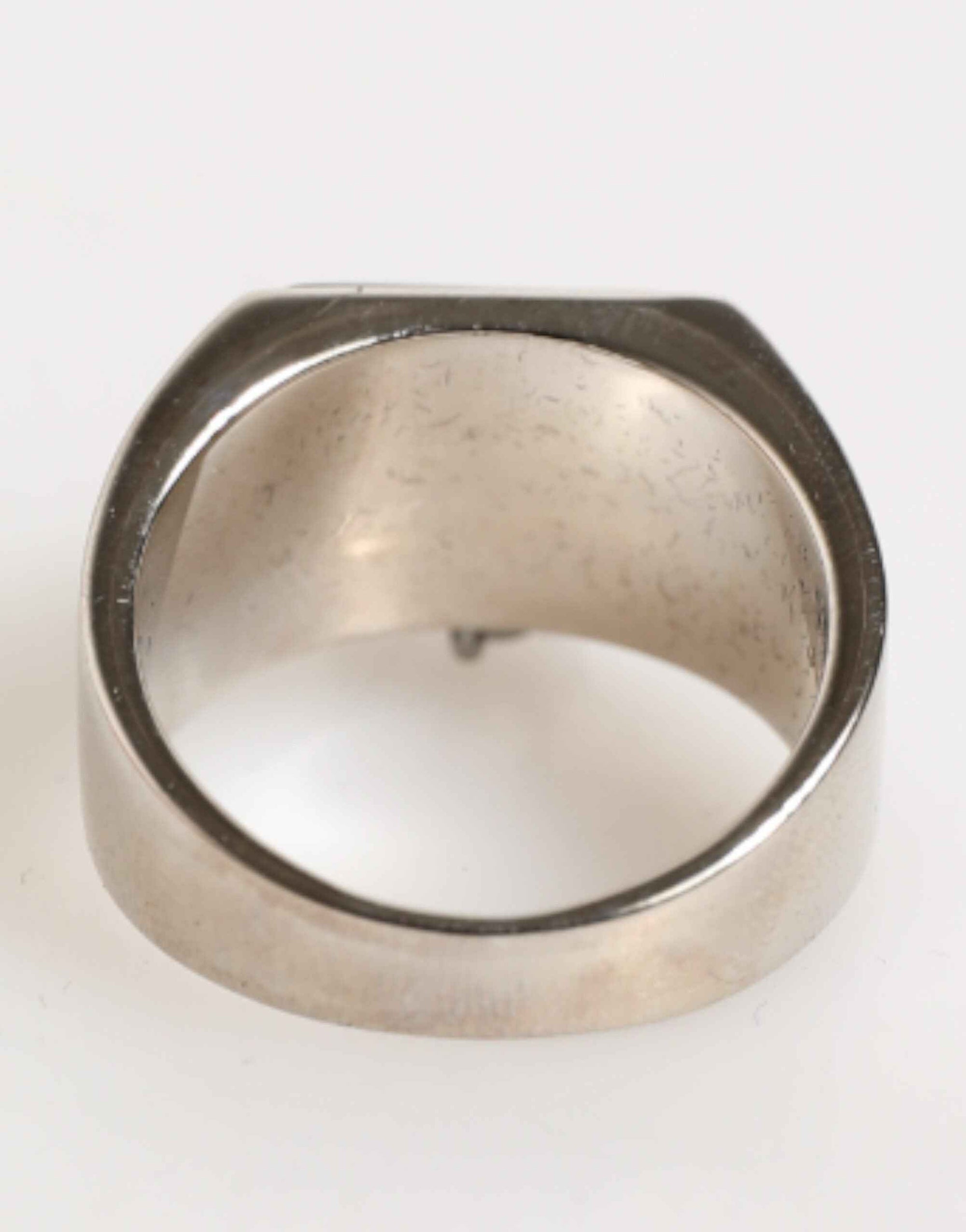 Dolce & Gabbana Silver Tone Pyramid DG Logo Real Brass Ring