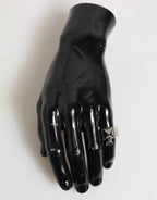 Dolce & Gabbana Silver Tone Pyramid DG Logo Real Brass Ring