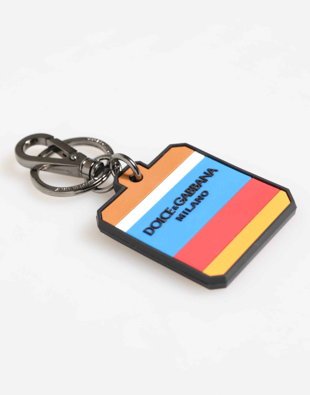 Dolce & Gabbana Multicolor DG Rubber Logo Silver Men's Keychain Keyring