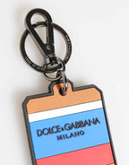 Dolce & Gabbana Multicolor DG Rubber Logo Silver Men's Keychain Keyring