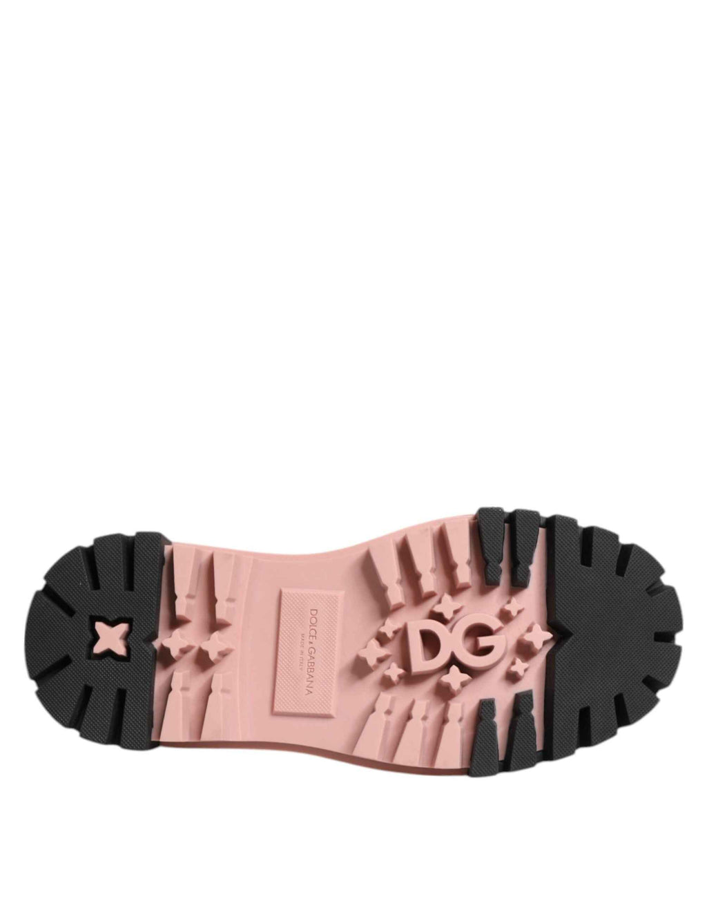 Dolce & Gabbana Light Powder Pink Black Leather Lace-Up Shoes