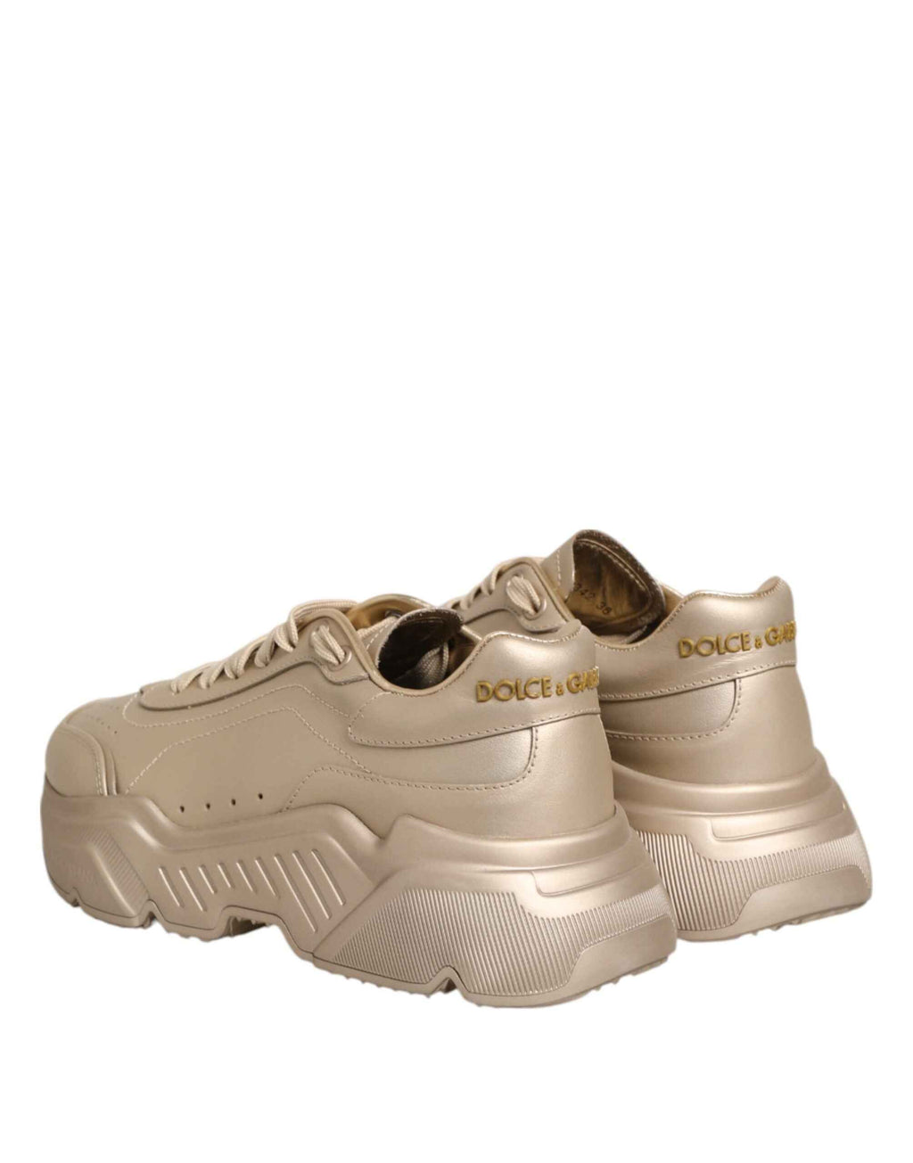 Dolce & Gabbana Gold Leather Daymaster Women Sneaker Shoes
