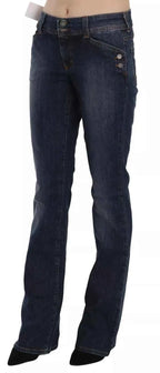 John Galliano Blue Washed Mid Waist Flared Denim Casual Pants Jeans