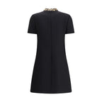 Valentino Black Fleece Wool Casual Dress