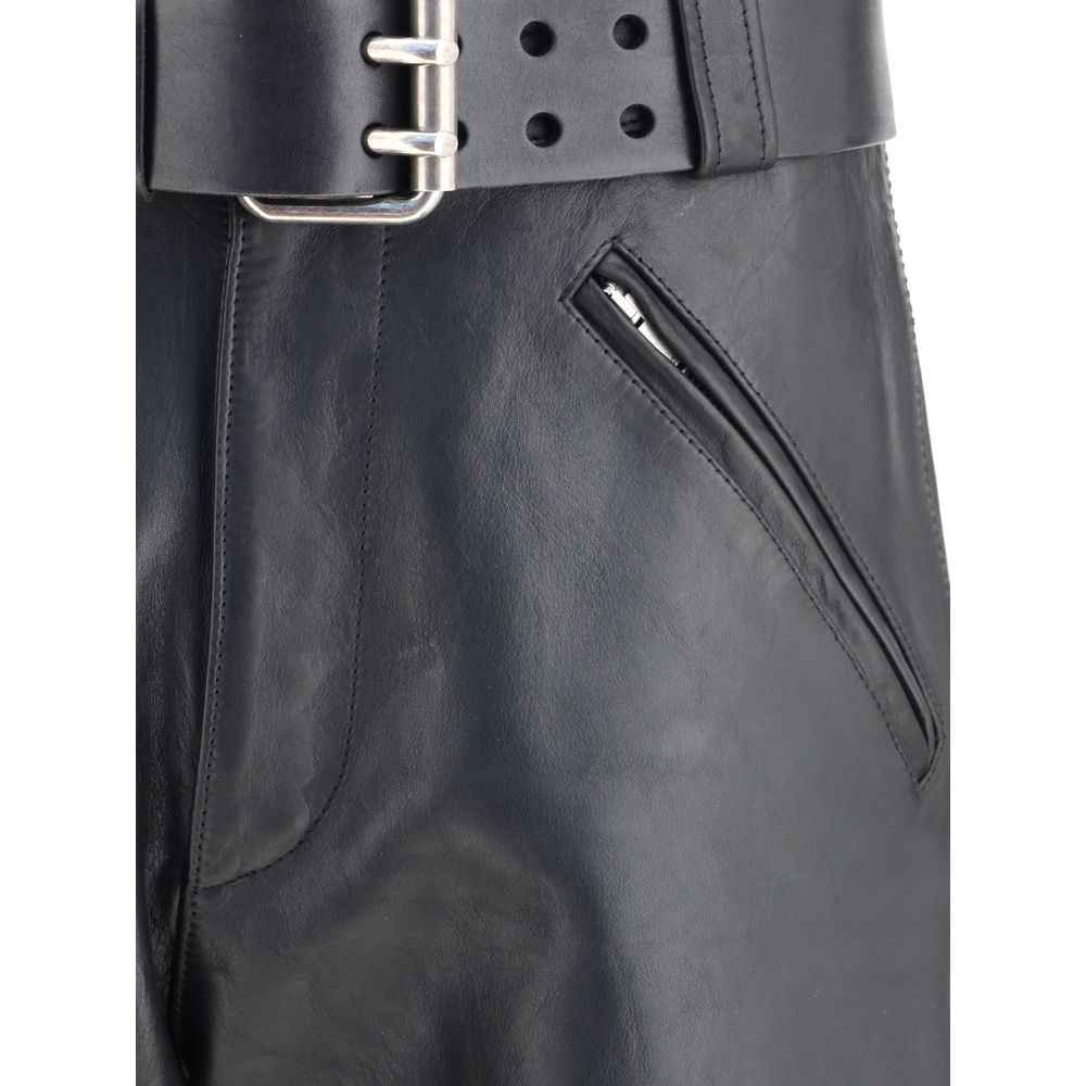 Saint Laurent Hammered leather belted Pants