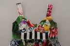 Dolce & Gabbana Multicolor Poplin Floral Mini Flared Dress