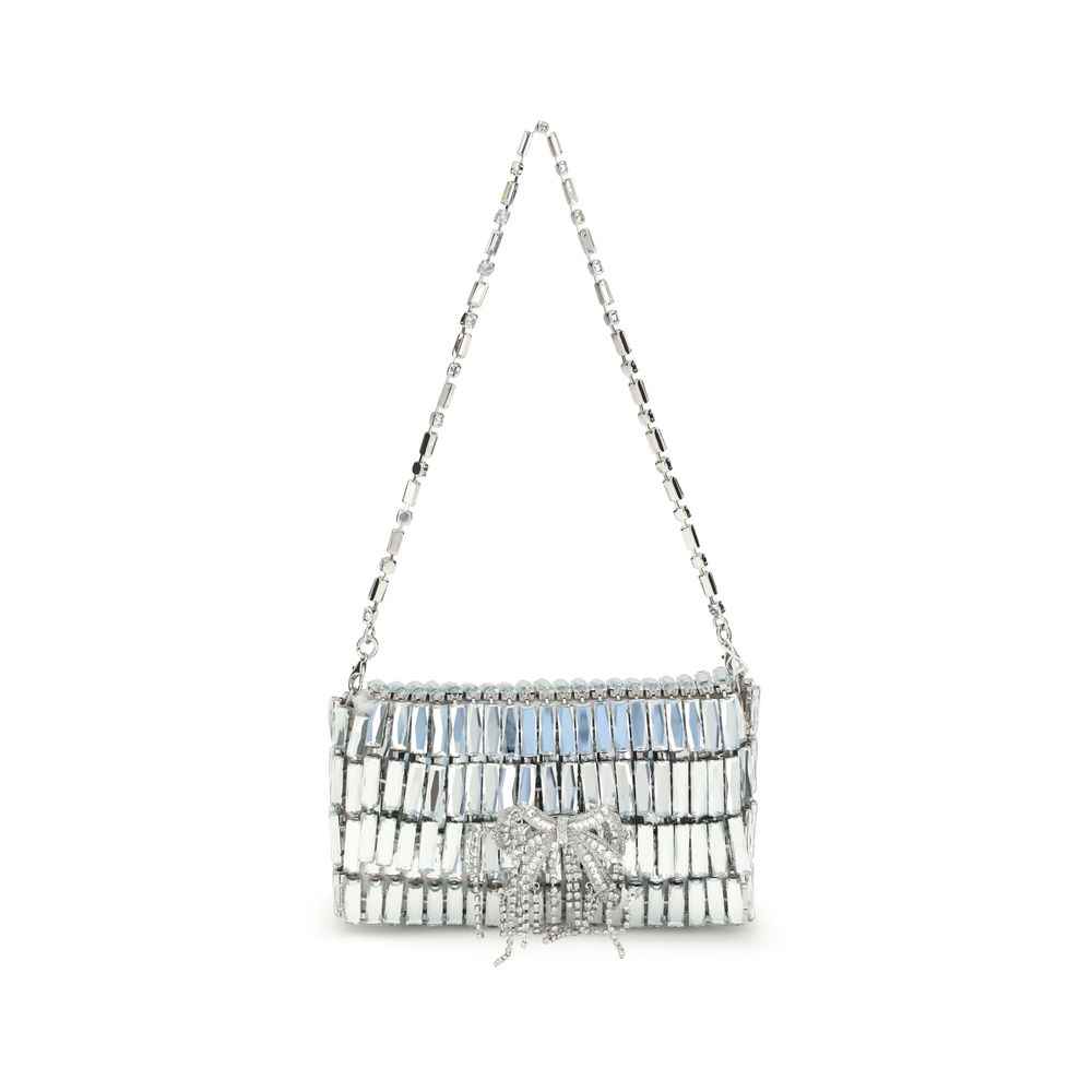 Self-Portrait Silver crystal bow mini Shoulder Bag