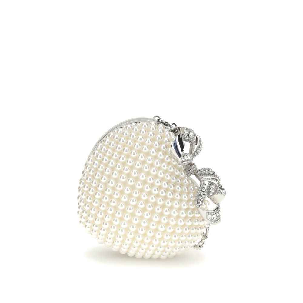 Self-Portrait Pearl Heart Clutch Bag