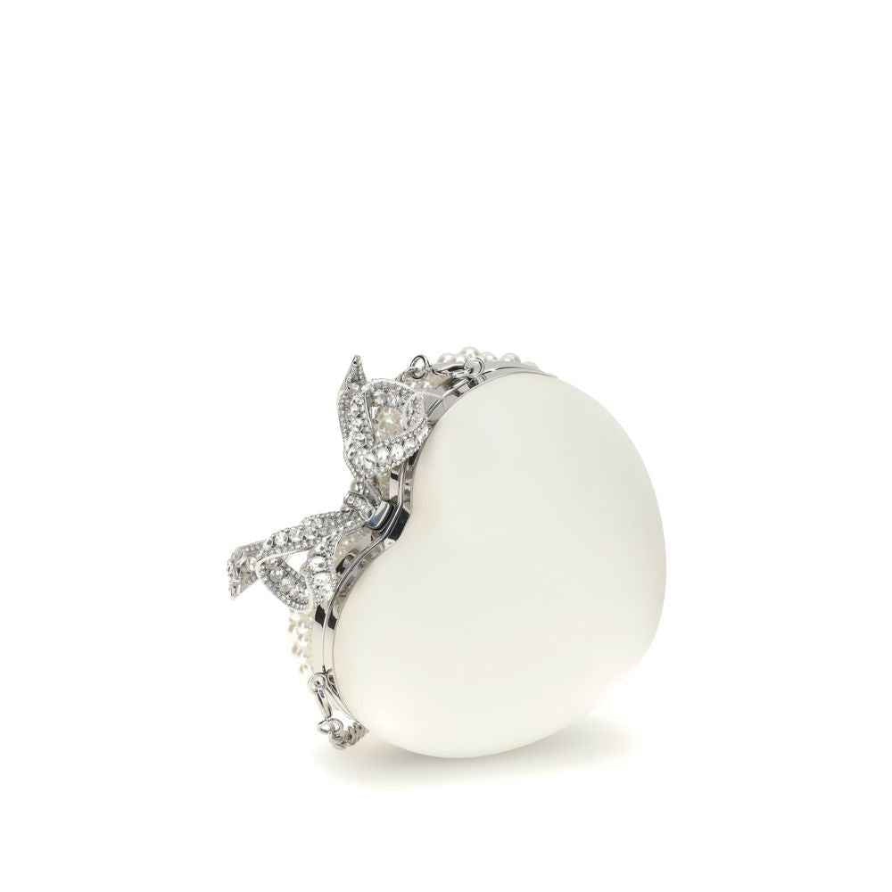 Self-Portrait Pearl Heart Clutch Bag