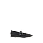 PINKO Black Calf Leather Bos Taurus Ballet Flats