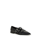 PINKO Black Calf Leather Bos Taurus Ballet Flats