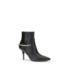 PINKO Black Calf Leather Bos Taurus Ankle Boots