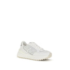 PINKO White Calf Leather Bos Taurus Chunky Sneakers