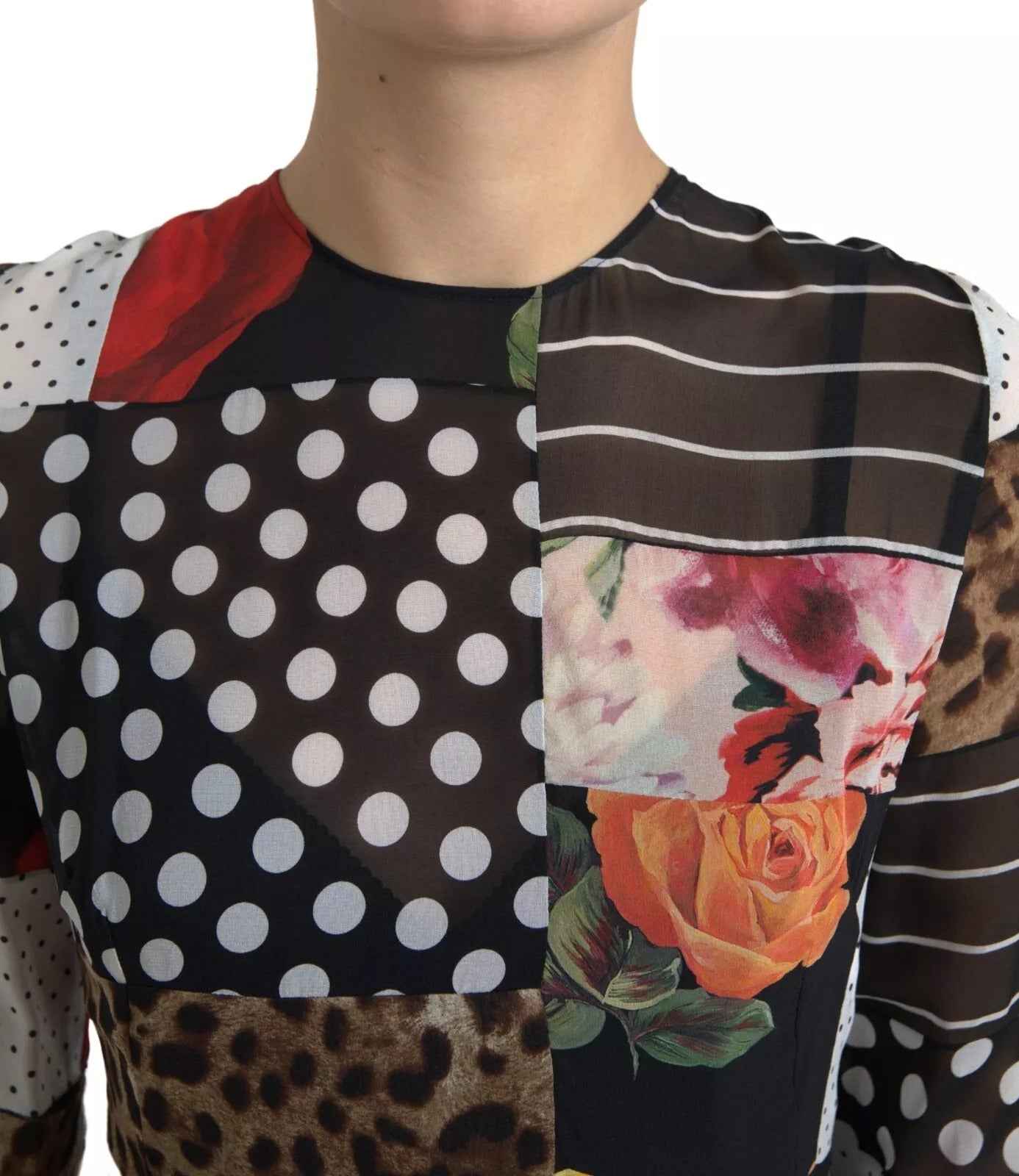Dolce & Gabbana Multicolor Patchwork Floral Leopard Dress