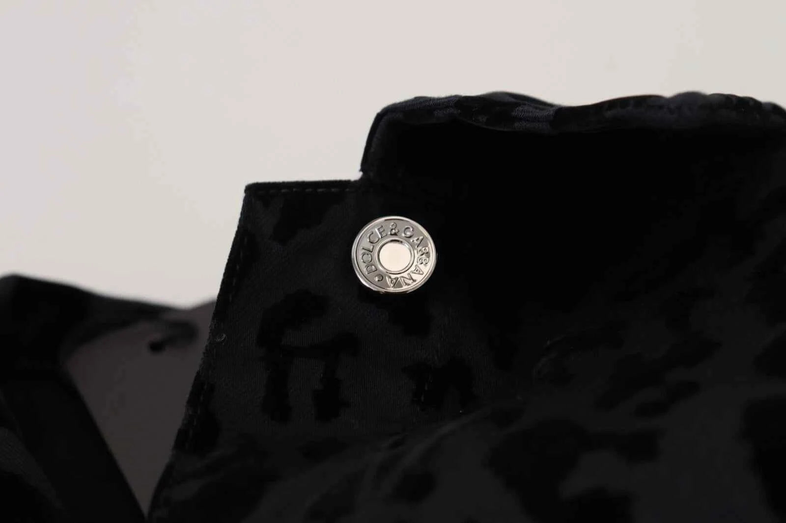 Dolce & Gabbana Cotton Black Leopard Long Sleeve Denim Jacket