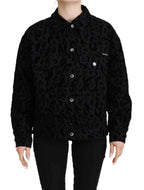 Dolce & Gabbana Cotton Black Leopard Long Sleeve Denim Jacket
