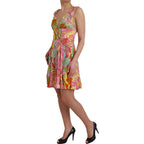 Dolce & Gabbana Multicolor Floral Silk Flared Mini Dress