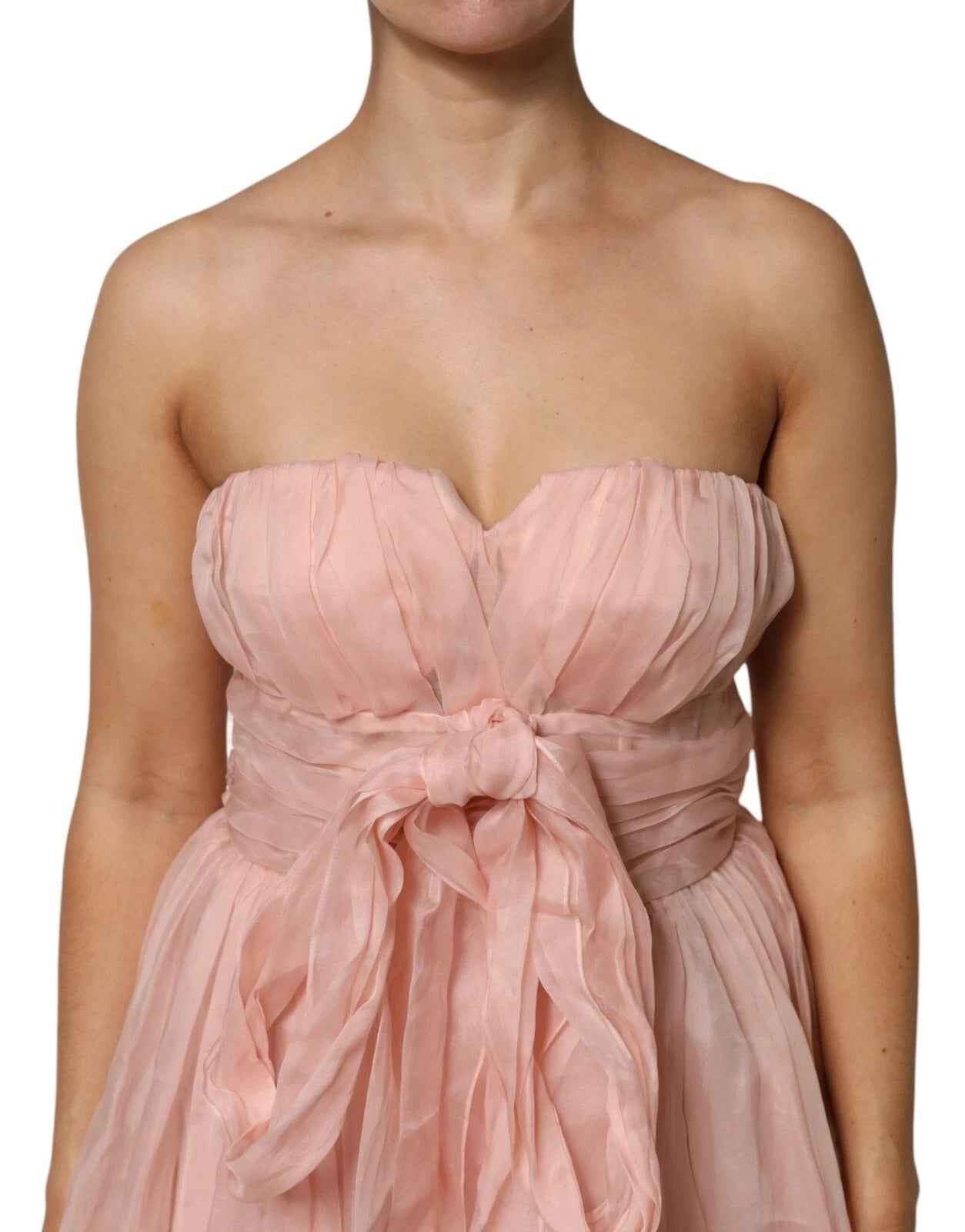 Dolce & Gabbana Pink Silk Chiffon A-line Pleated Midi Dress