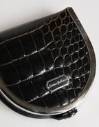 Dolce & Gabbana Black Polished Crocodile Leather Mens Coin Purse Wallet