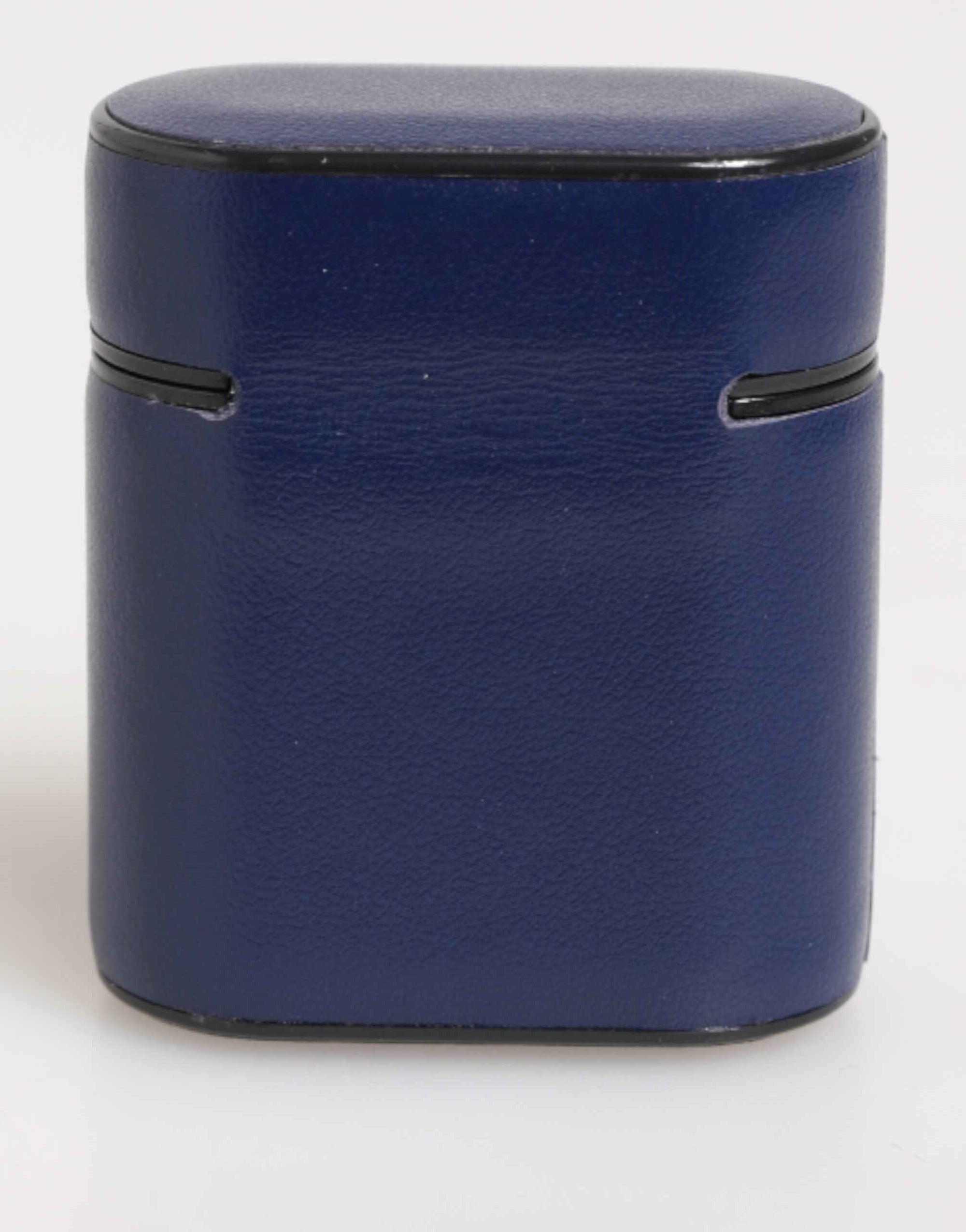 Dolce & Gabbana Blue Leather Logo Print Flip Holder Men Airpods Case