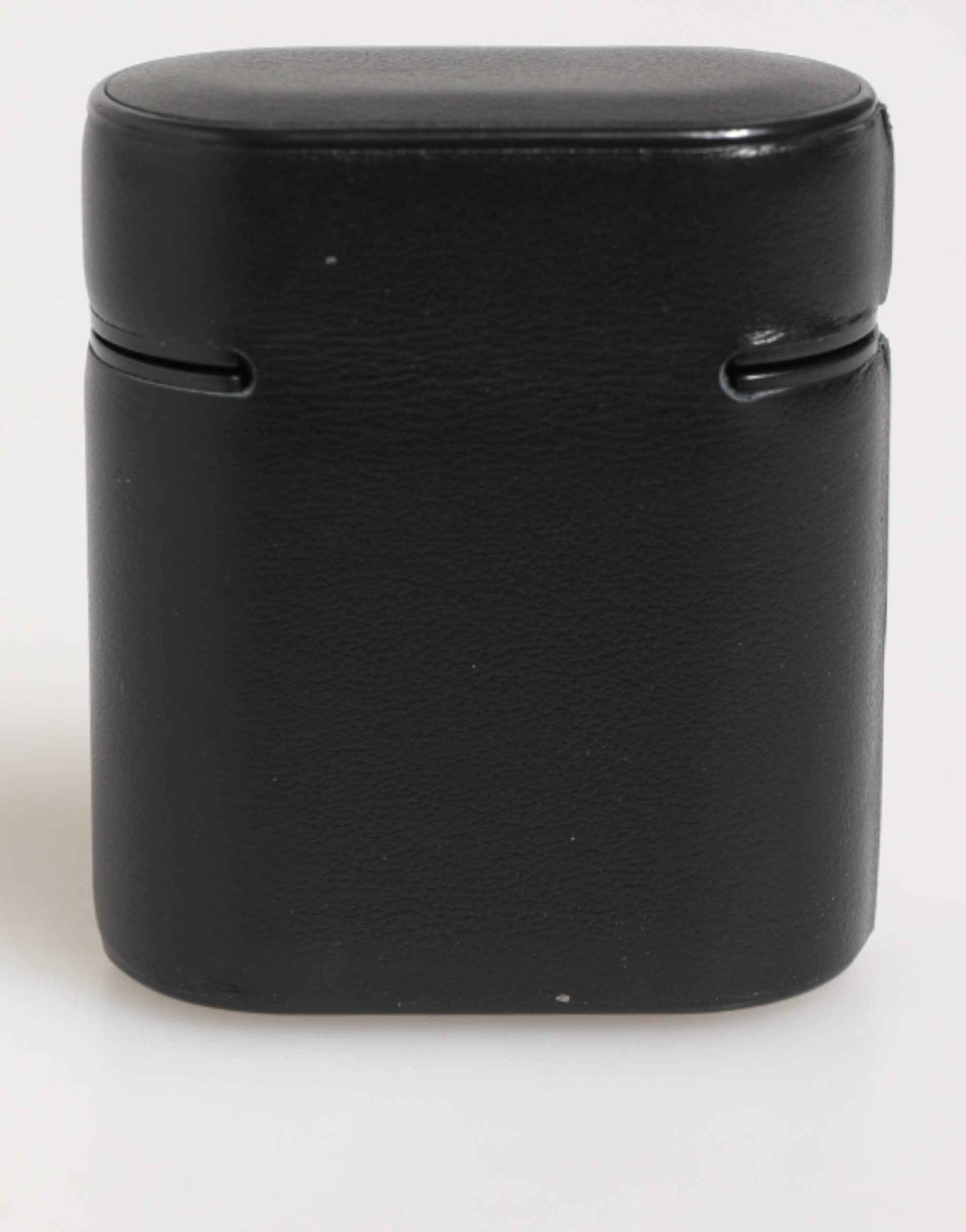 Dolce & Gabbana Black Calfskin Leather Logo Print Flip Holder Airpods Case