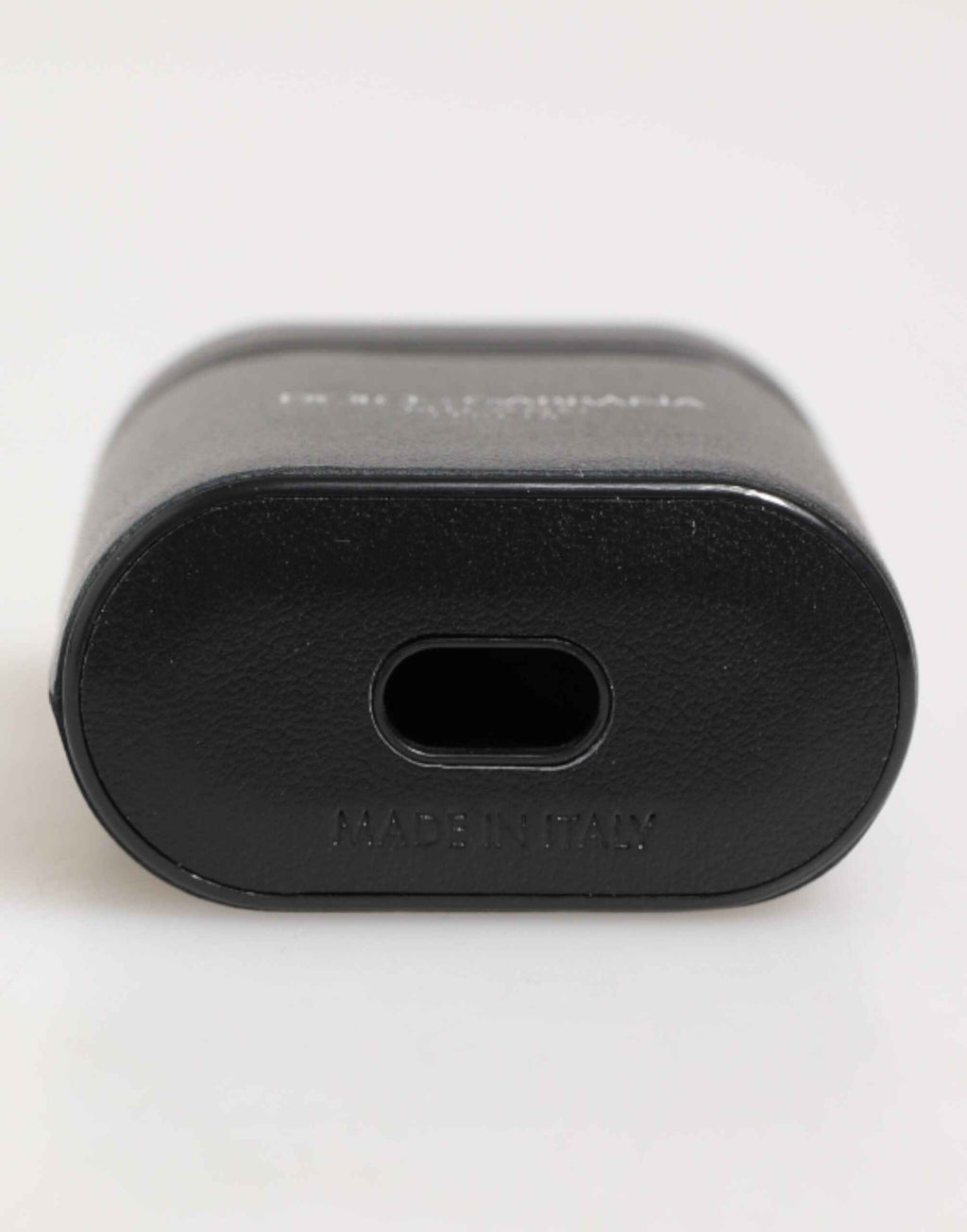 Dolce & Gabbana Black Calfskin Leather Logo Print Flip Holder Airpods Case