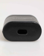 Dolce & Gabbana Black Calfskin Leather Logo Print Flip Holder Airpods Case