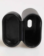 Dolce & Gabbana Black Calfskin Leather Logo Print Flip Holder Airpods Case