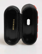 Dolce & Gabbana Black Orange Rubber Logo Embossed Accessory Airpods Case