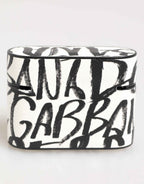 Dolce & Gabbana Black White Leather Monogram Print Logo Holder Airpods Case