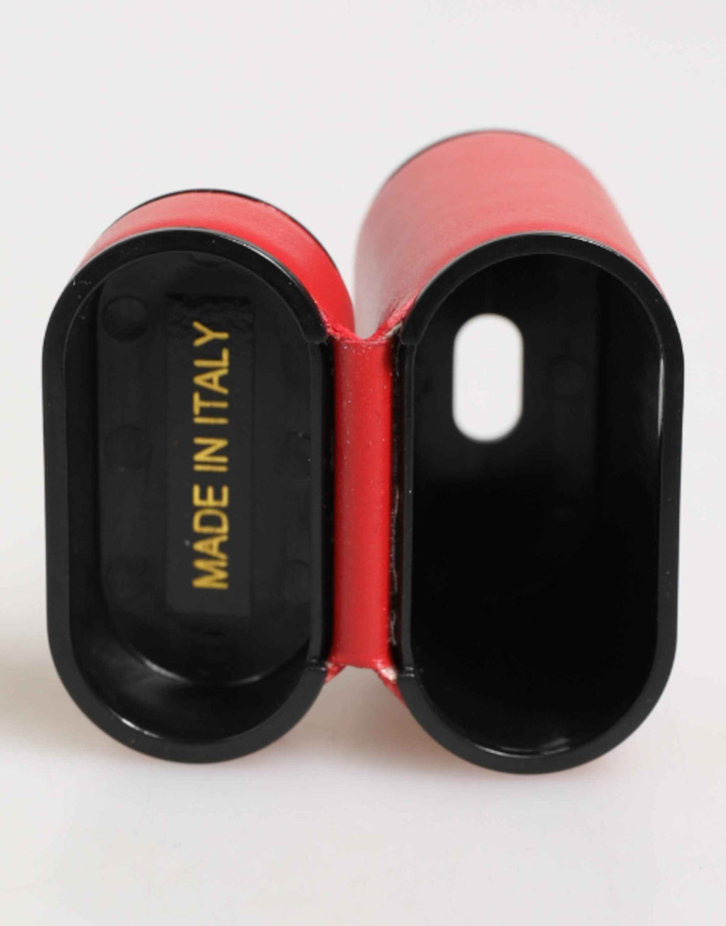 Dolce & Gabbana Red White Calfskin Leather Logo Flip Holder Airpods Case