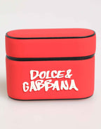 Dolce & Gabbana Red PVC DG Logo Embossed Men Flip Holder  Airpods Case