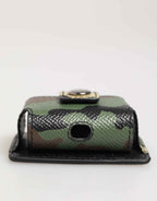 Dolce & Gabbana Multicolor Camouflage Leather Metal Accessory  Airpods Case
