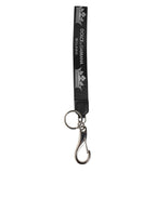 Dolce & Gabbana Black Silver Nylon DG Crown Men's Holder Keychain Keyring