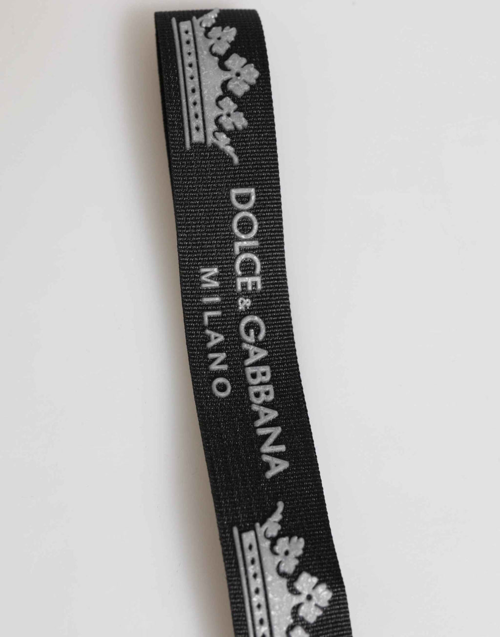 Dolce & Gabbana Black Silver Nylon DG Crown Men's Holder Keychain Keyring