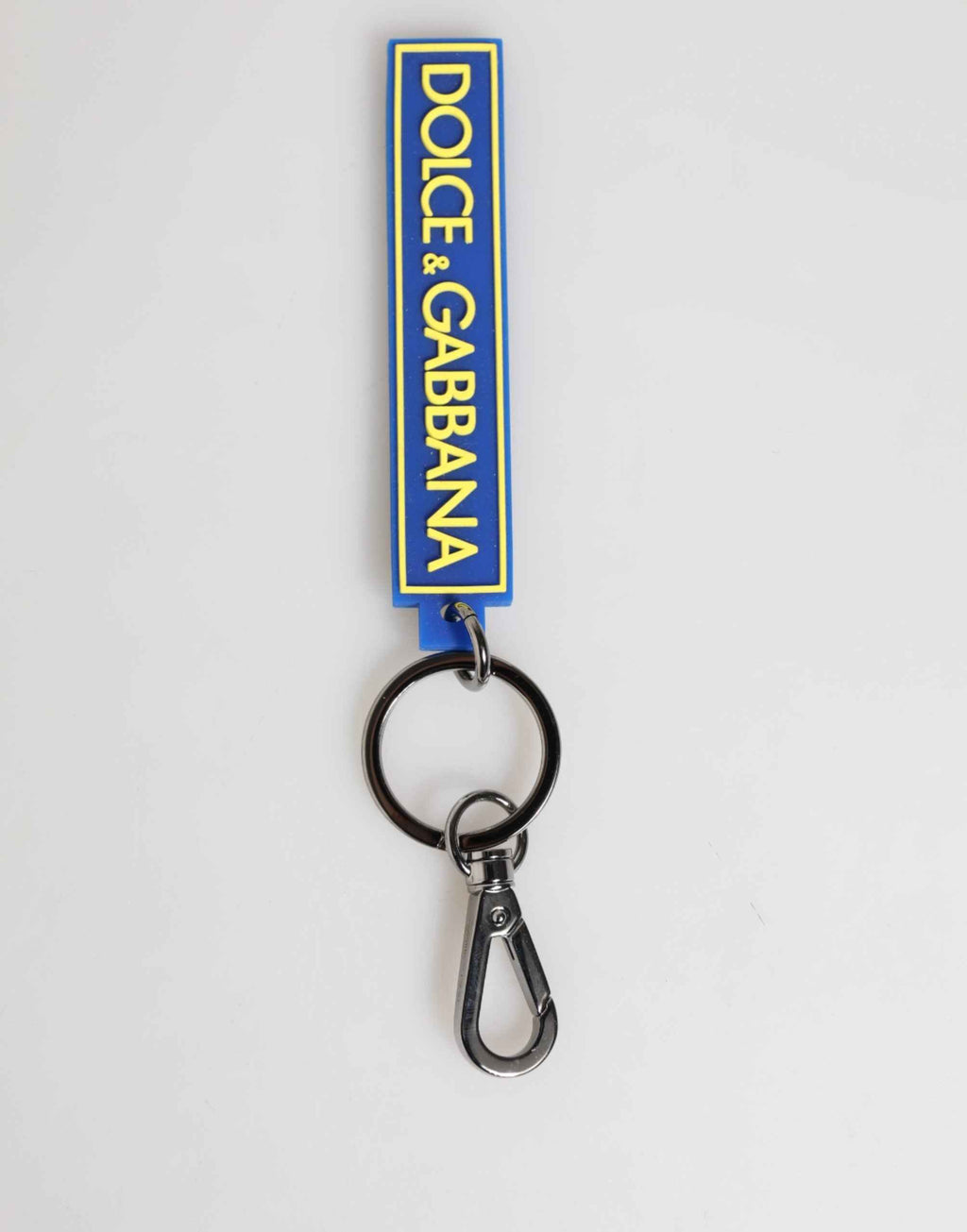 Dolce & Gabbana Blue Yellow DG Rubber Logo Silver Men's Holder Keyring