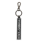 Dolce & Gabbana Black White DG Rubber Logo Silver Men's Holder Keyring