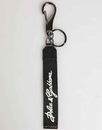 Dolce & Gabbana Black White Polyester DG Logo Silver Men Keychain Keyring