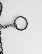 Dolce & Gabbana Black Red Military Leather Patch DG Logo Keychain Keyring