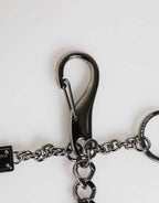 Dolce & Gabbana Black Red Military Leather Patch DG Logo Keychain Keyring