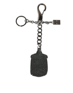 Dolce & Gabbana Black Red Military Leather Patch DG Logo Keychain Keyring