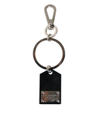 Dolce & Gabbana Black Sint Glass Plaque DG Logo Metal PlateKeychain Keyring