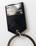 Dolce & Gabbana Black Sint Glass Plaque DG Logo Metal PlateKeychain Keyring