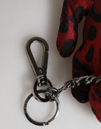 Dolce & Gabbana Red Black Polyester Animal Silhouette Bag Keychain Keyring