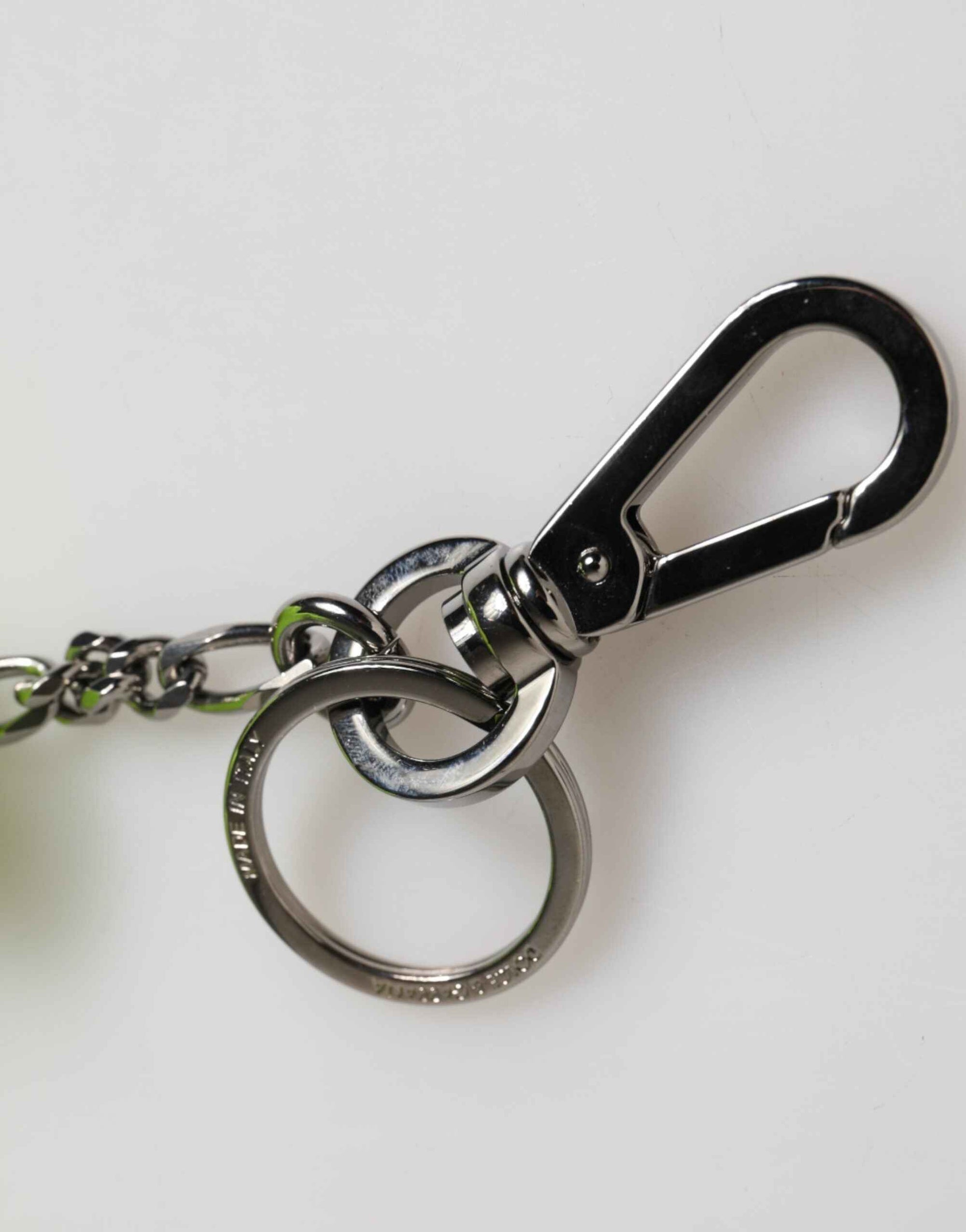 Dolce & Gabbana Neon Green Bear Embroidered Logo Men Keychain Clasp  Keyring