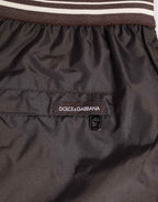 Dolce & Gabbana Brown Polyester Logo Elastic Waistband Swimwear